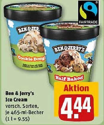 Ben & Jerry's Ice Cream – versch. Sorten, je 465-ml-Becher
