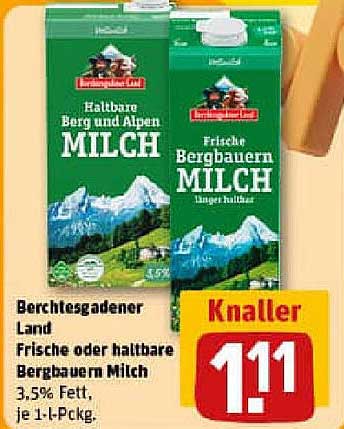 Berchtesgadener Land Frische oder haltbare Bergbauern Milch