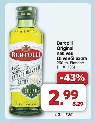 Bertolli Original natives Olivenöl extra 250-ml-Flasche