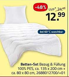 Betten-Set Bezug & Füllung 100% PES, ca. 135 x 200 cm + ca. 80 x 80 cm