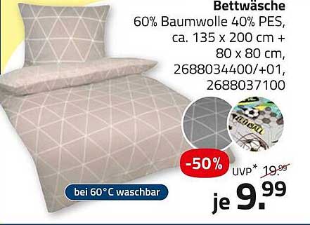 Bettwäsche – 60% Baumwolle, 40% PES, 50% Rabatt