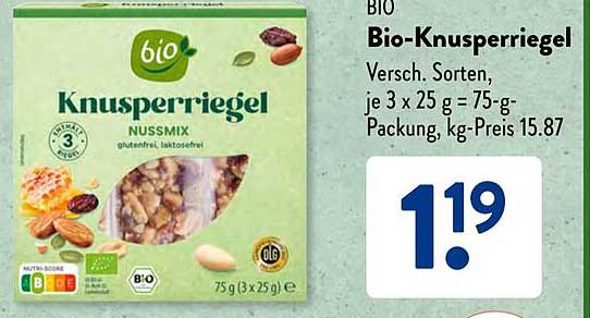 BIO Bio-Knusperriegel Nussmix 75 g