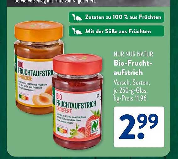 Bio-Fruchtaufstrich - Verschiedene Sorten, 250 g Glas