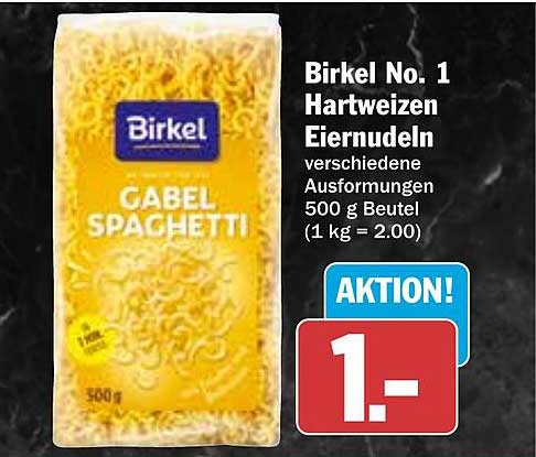 Birkel No. 1 Hartweizen-Eiernudeln 500 g Beutel