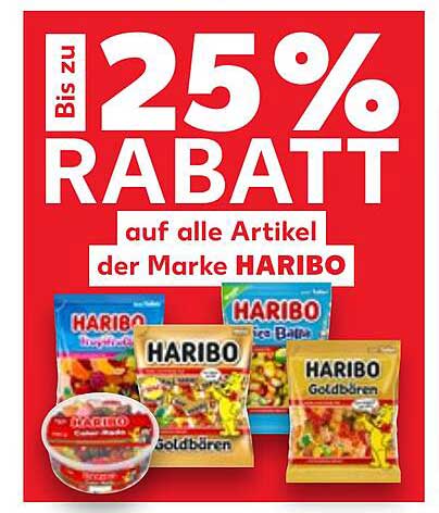 Bis zu 25 % Rabatt auf alle Artikel der Marke HARIBO