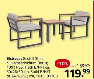 Bistroset Gestell Stahl pulverbeschichtet, Bezug 100% PES