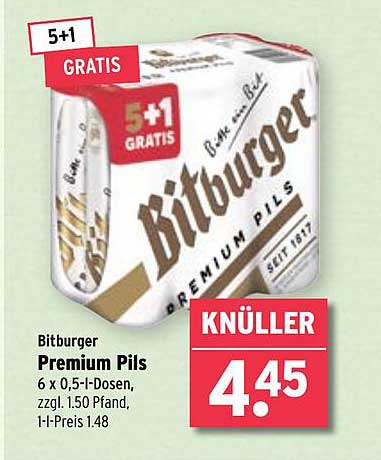 Bitburger Premium Pils 5+1 GRATIS