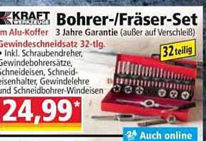 Bohrer-/Fräser-Set 32-tlg. im Alu-Koffer