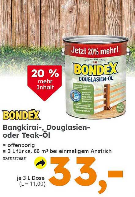 Bondex Bangkirai-, Douglasien- oder Teak-Öl 3 L