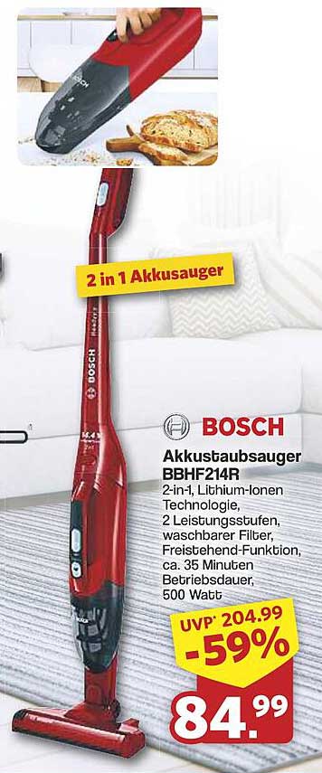 Bosch Akkustaubsauger BBHF214R 2-in-1