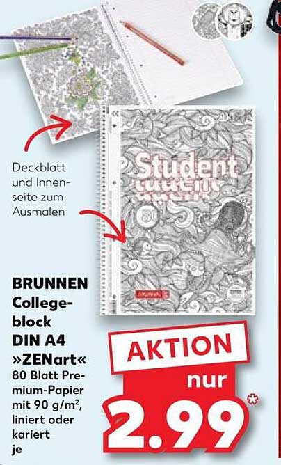 BRUNNEN Collegeblock DIN A4 »ZENart«