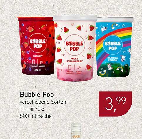 Bubble Pop verschiedene Sorten 500 ml Becher