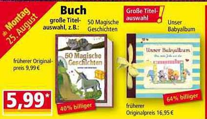 Buch große Titelauswahl, z.B.: 50 Magische Geschichten und Unser Babyalbum
