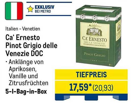Ca' Ernesto Pinot Grigio delle Venezie DOC 5-l-Bag-in-Box