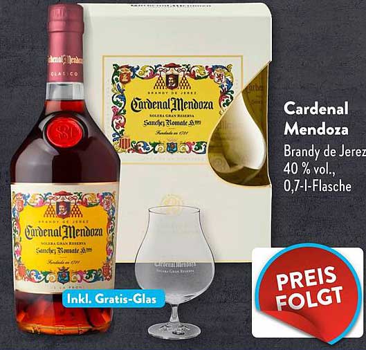 Cardenal Mendoza Brandy de Jerez 0,7-l-Flasche inkl. Gratis-Glas
