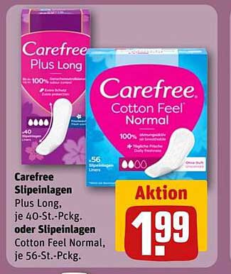 Carefree Slipseinlagen Plus Long oder Cotton Feel Normal, je 40 oder 56 Stück