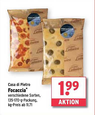 Casa di Pietro Focaccia – Verschiedene Sorten, 135-170 g-Packung