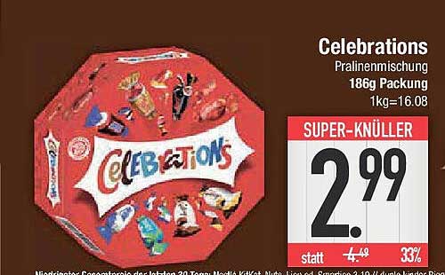 Celebrations Pralinenmischung 186g Packung