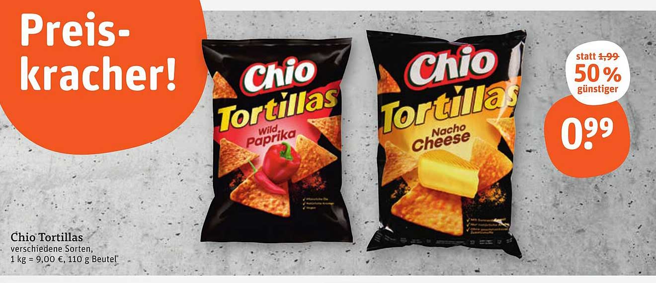 Chio Tortillas verschiedene Sorten, 110 g Beutel