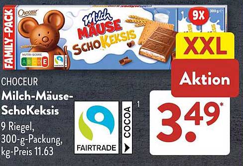 Chocoeur Milch-Mäuse-Schokokekse 300 g