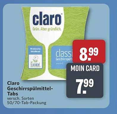 Claro Geschirrspülmittel-Tabs 50/70 Tab-Packung