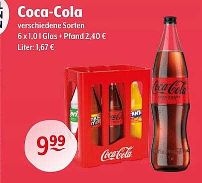 Coca-Cola 6 x 1,0 l Gläser - verschiedene Sorten