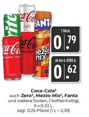 Coca-Cola, Zero, Mezzo Mix und Fanta - Erfrischende Vielfalt zum Sparpreis!
