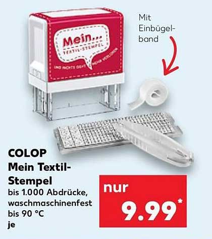 COLop Mein Textil-Stempel – bis 1.000 Abdrücke, waschmaschinenfest bis 90 °C