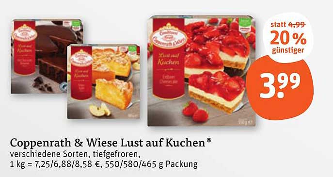 Coppenrath & Wiese Lust auf Kuchen - verschiedene Sorten, tiefgefroren