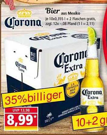 Corona Extra Bier 10x0,355l + 2 Flaschen gratis