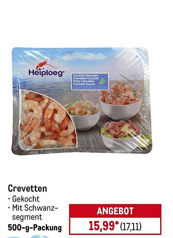 Crevetten 500g - Gekochte Cocktail-Garnelen mit Schwanzsegment