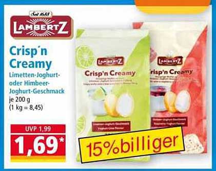 Crisp’n Creamy Limetten- oder Himbeer-Joghurt-Geschmack 200 g
