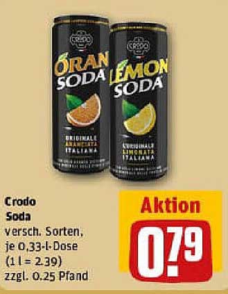 Crodo Soda - Oran Soda und Lemon Soda, je 0,33-L-Dose