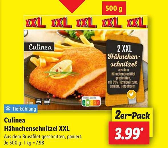 Culinea Hähnchenschnitzel XXL - 2er-Pack 500 g