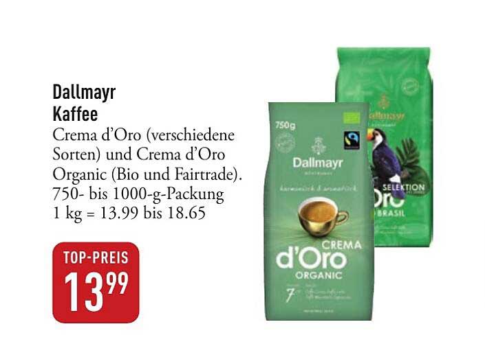 Dallmayr Kaffee Crema d’Oro (verschiedene Sorten) und Crema d’Oro Organic