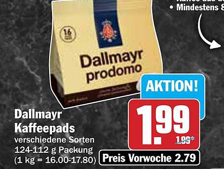 Dallmayr Kaffee-Pads verschiedene Sorten 124-112 g Packung