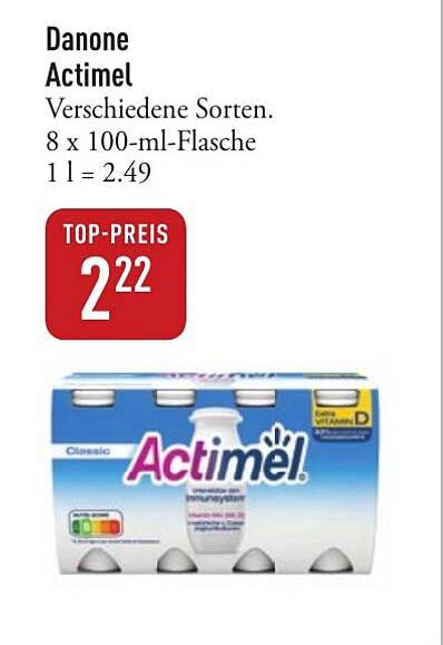 Danone Actimel - Verschiedene Sorten, 8 x 100-ml-Flasche