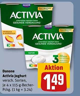 Danone Activia Joghurt 4 x 115 g Becher-Pckg. – Verschiedene Sorten