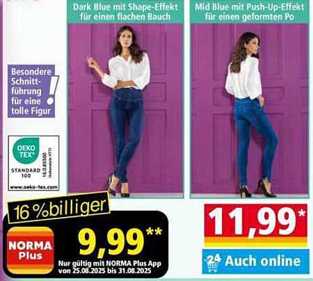 Dark Blue mit Shape-Effekt und Mid Blue mit Push-Up-Effekt für eine tolle Figur