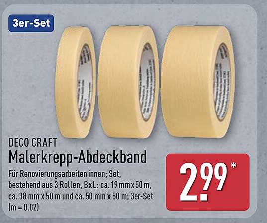 DECO CRAFT Malerkrepp-Abdeckband 3er-Set