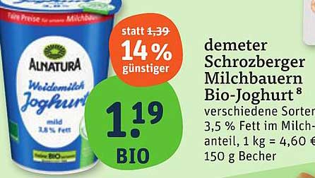 demeter Schrozberger Milchbauern Bio-Joghurt