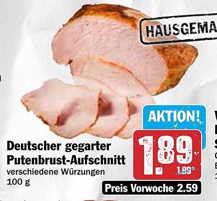  Deutscher gegarter Putenbrust-Aufschnitt verschiedene Würzungen 100 g