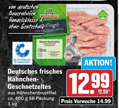 Deutsches frisches Hähnchen-Geschnetzeltes aus Hähnchenbrustfilet