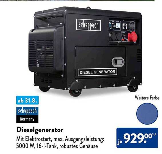 Dieselgenerator mit Elektrstart und 5000 W Leistung