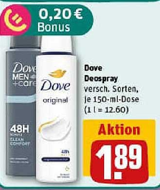 Dove Deospray verschiedene Sorten, je 150-ml-Dose