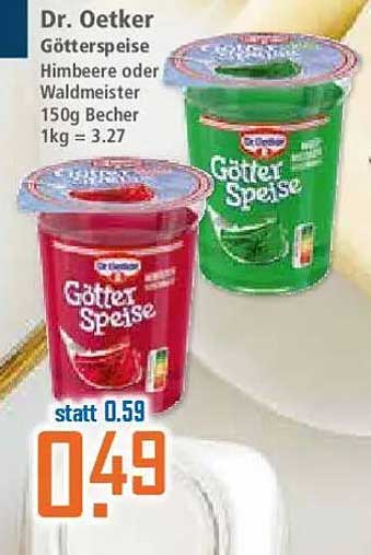 Dr. Oetker Götterspeise Himbeere oder Waldmeister 150g Becher