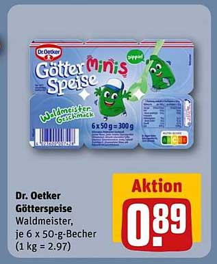 Dr. Oetker Götterspeise Waldmeister, je 6 x 50 g-Becher