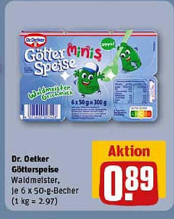 Dr. Oetker Götterspeise Waldmeister, je 6 x 50-g-Becher