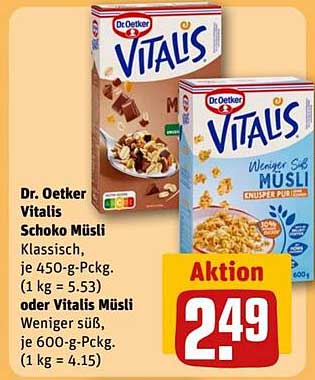 Dr. Oetker Vitalis Schoko Müsli oder Vitalis Müsli