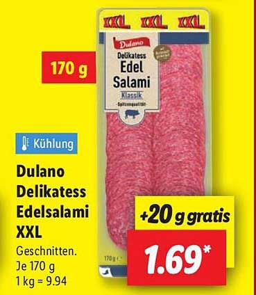 Dulano Delikatess Edelsalami XXL 170 g - geschnitten